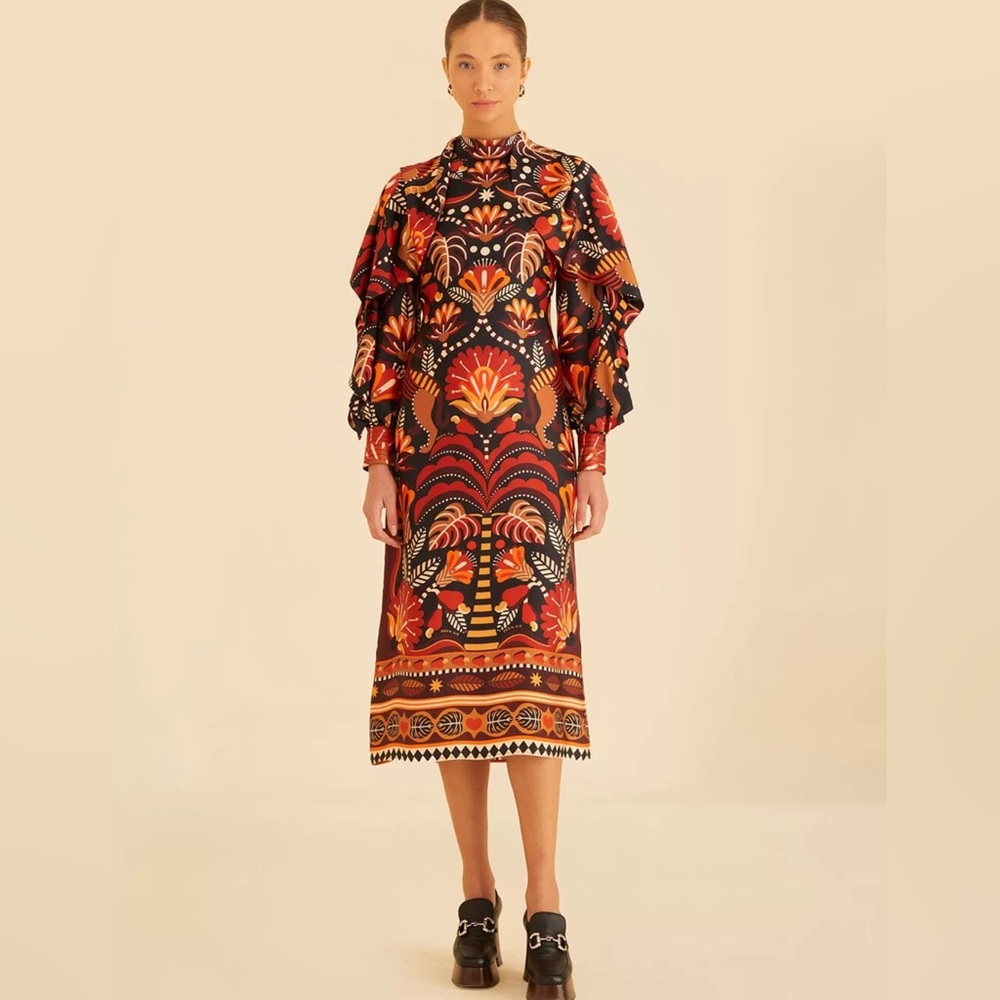 FARM Rio Nature Beauty Long Sleeve Dress Size M